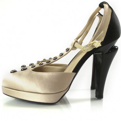 Chanel Satin Star Jeweled T-Strap Platform Pumps 38.5 2 of 8