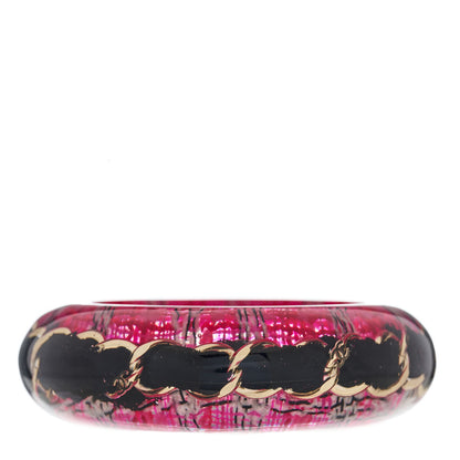 Chanel Resin Tweed Chain CC Bangle Transparent Pink 2 of 3