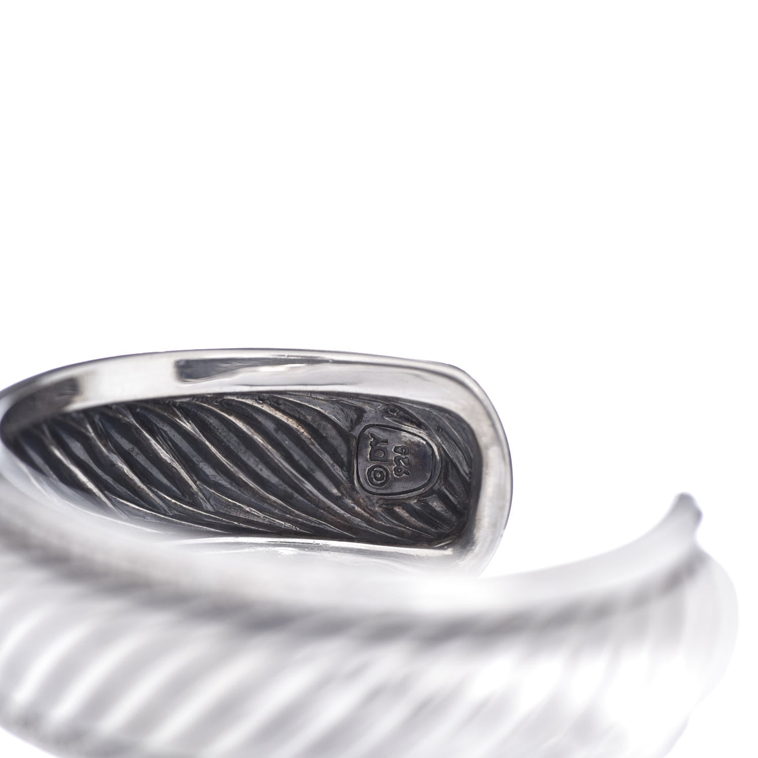 David Yurman Sterling Silver Diamond 20mm Sculpted Cable Cuff Bracelet 4 of 4