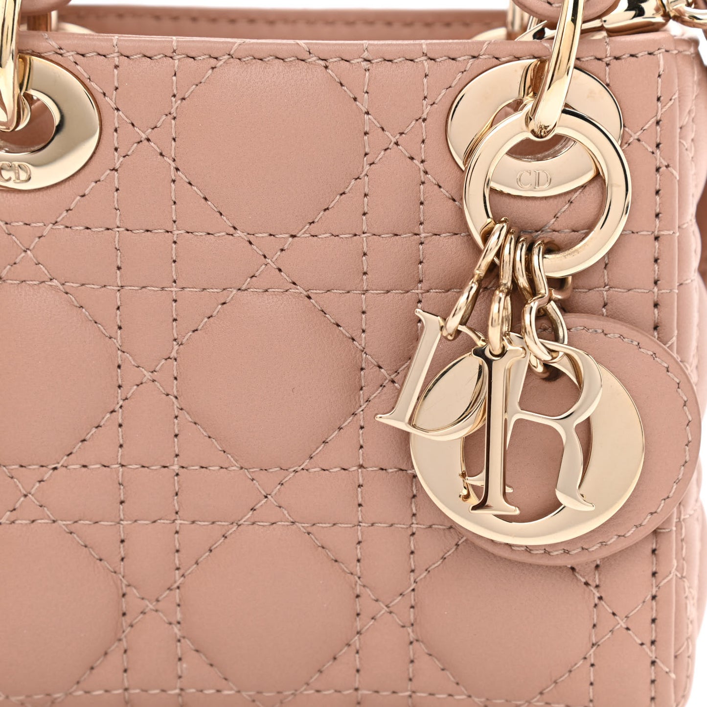 Lambskin Cannage Micro Lady Dior Rose Des Vents