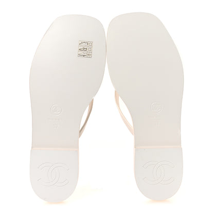 Chanel Goatskin CC Times Square Thong Sandals 37 Beige 7 of 11