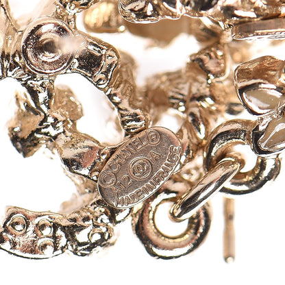 Chanel Pearl Crystal CC Flower Drop Earrings Gold White Nacre 4 of 5