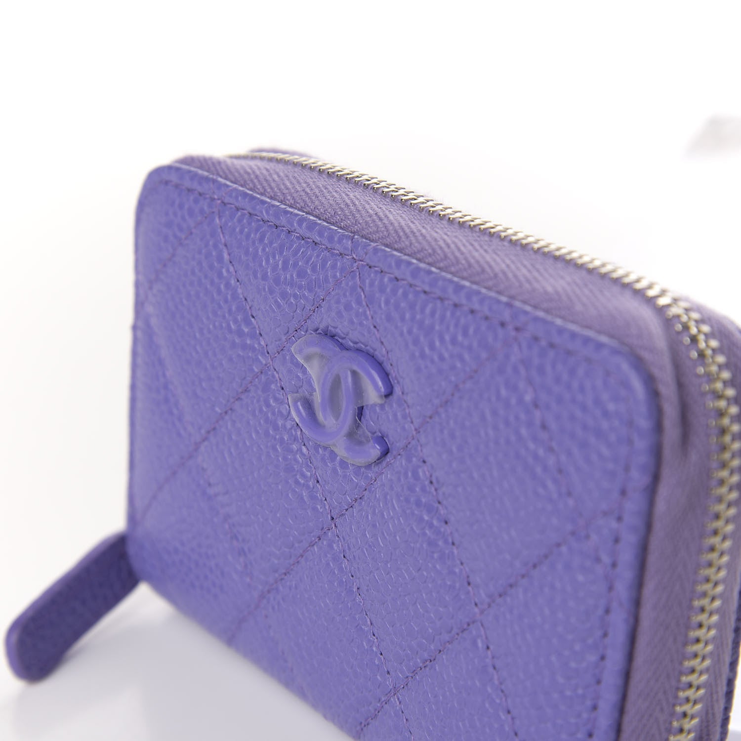 Chanel Caviar Quilted Incognito Zip Coin Purse Purple 8 of 9