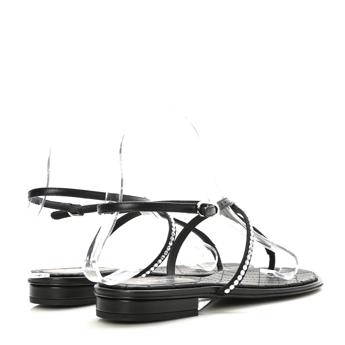 Crystal CC Thong Sandals 36 Black