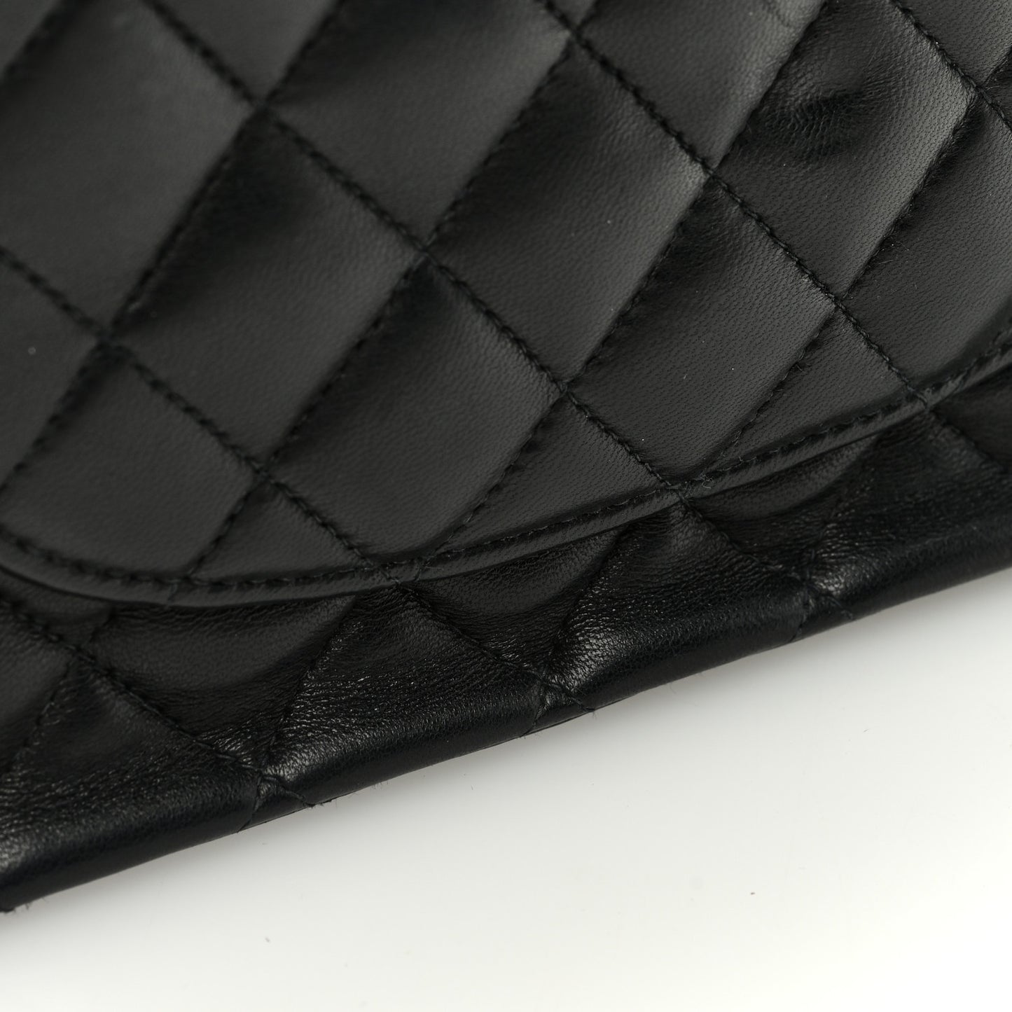 Lambskin Quilted Medium Double Flap Black