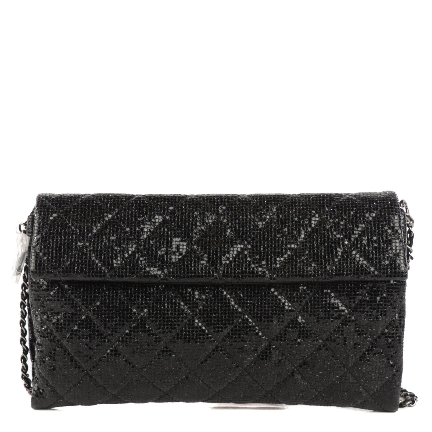 Chanel Vinyl Quilted Clutch With Chain Black 1 of 7