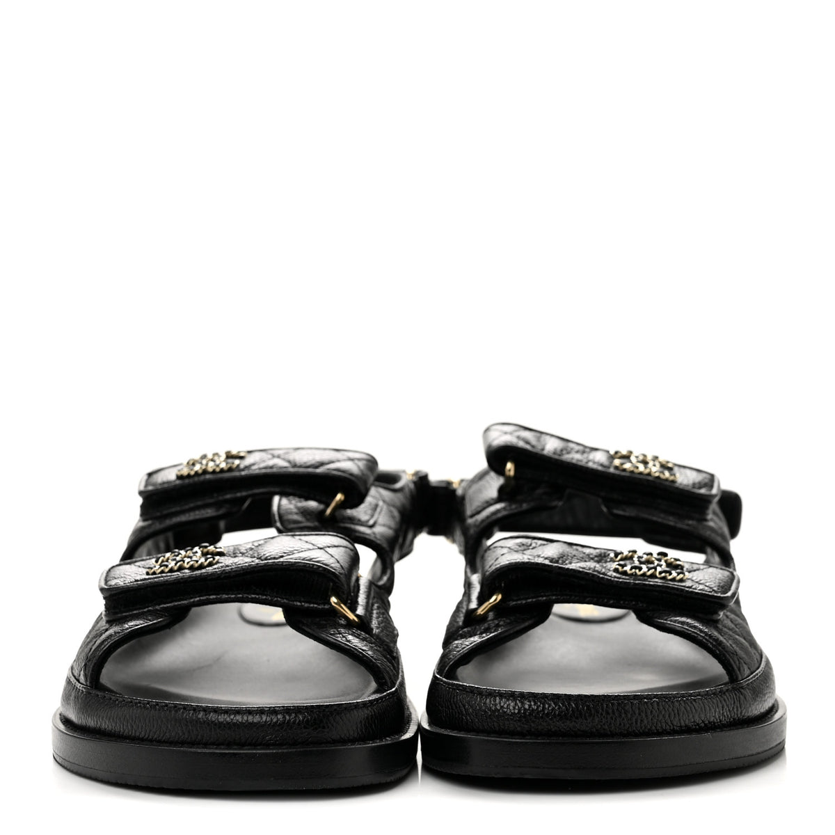 Grained Calfskin Velcro Dad Sandals 39.5 Black