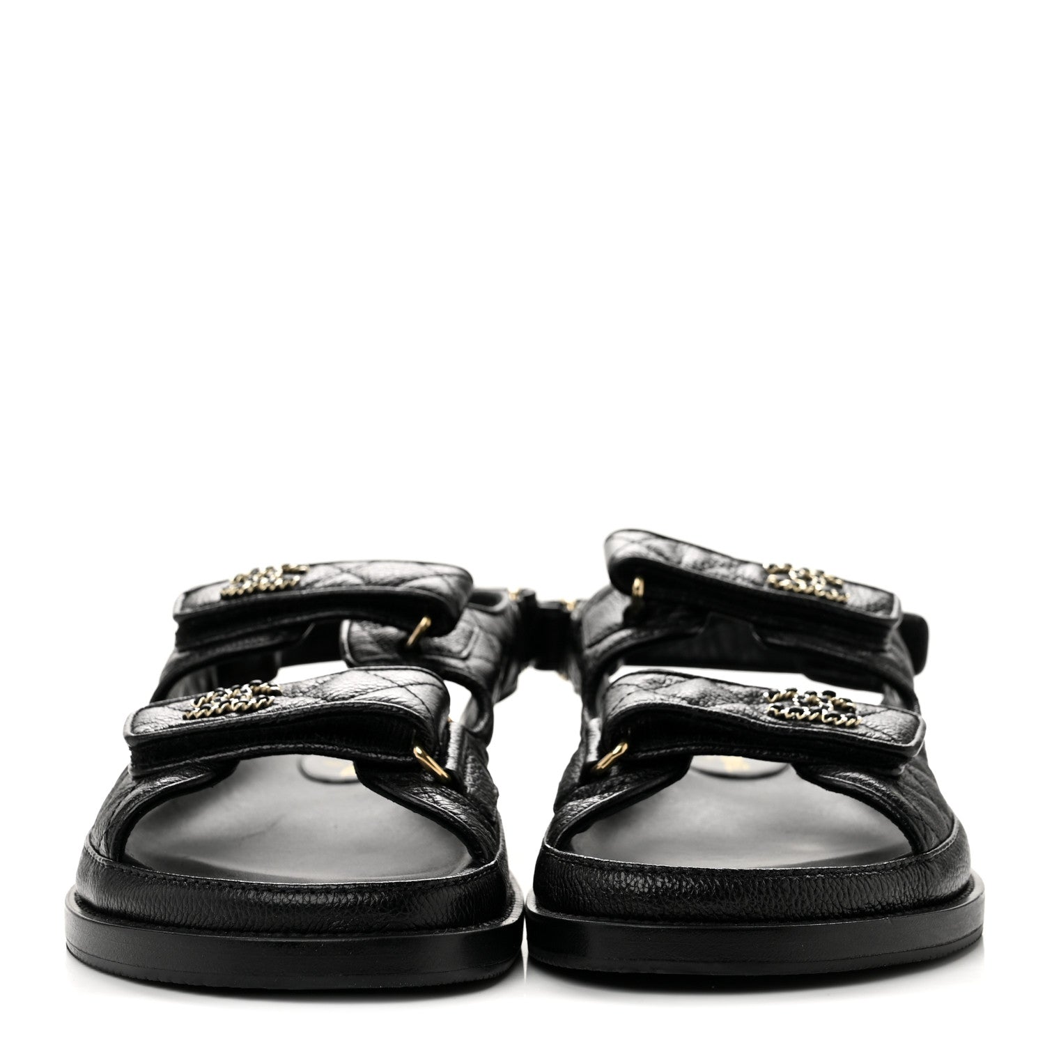 Chanel Grained Calfskin Velcro Dad Sandals 39.5 Black 3 of 11