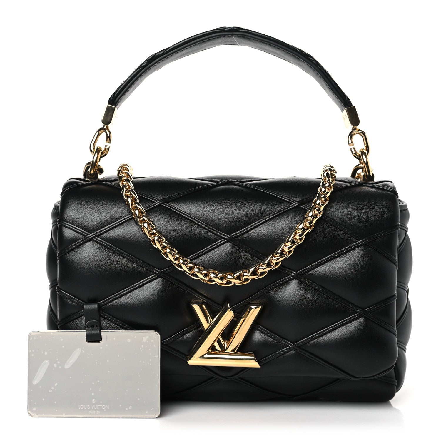 Louis Vuitton Lambskin Malletage Top Handle GO-14 MM Black 1 of 8