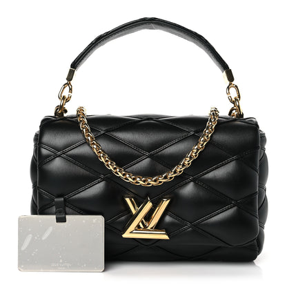 Louis Vuitton Lambskin Malletage Top Handle GO-14 MM Black 1 of 8