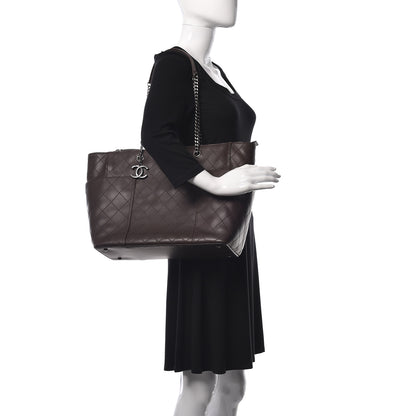 Chanel Calfskin Stitched CC Pocket Shopping Tote Dark Brown 2 of 9
