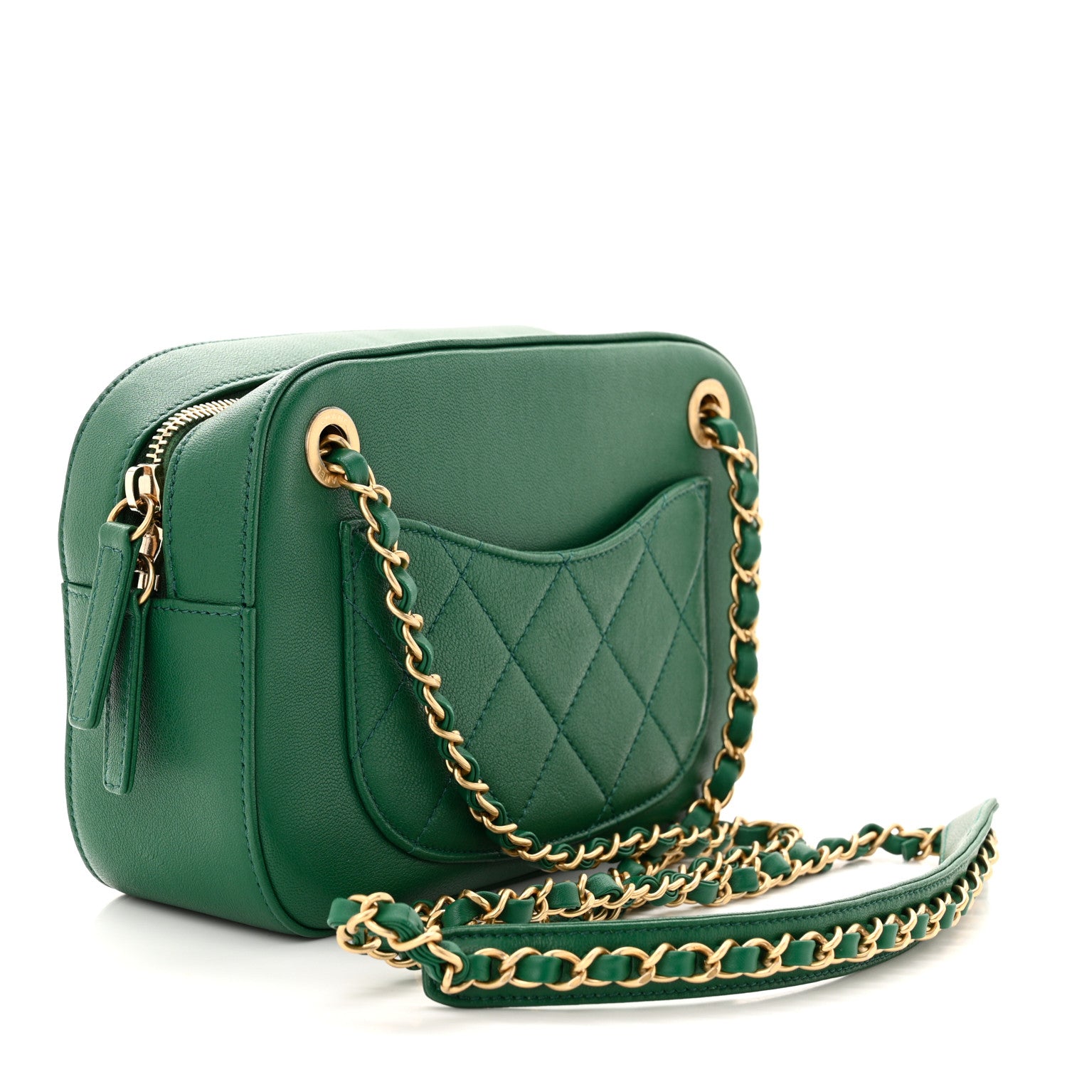 Chanel Goatskin Quilted Chanel 19 Camera Case Green 3 of 10