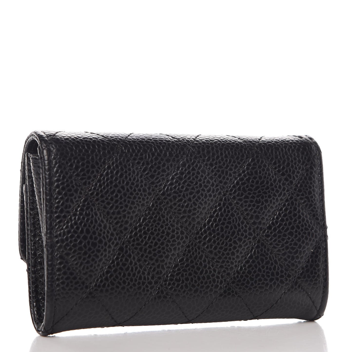 Caviar Quilted Flap Card Holder Black