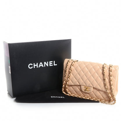 Chanel Lambskin Quilted Jumbo Single Flap Beige 5 of 9