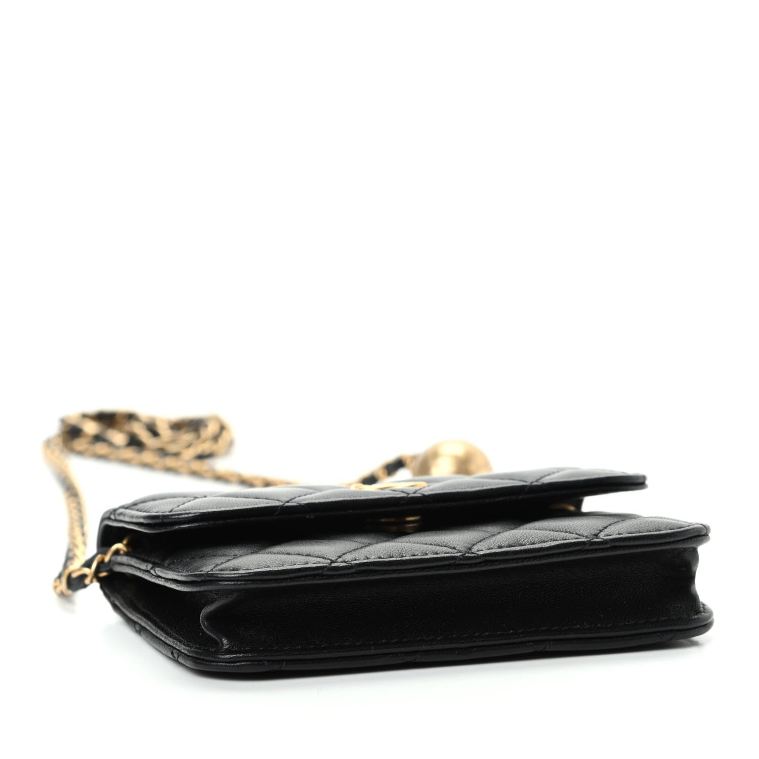 Chanel Lambskin Quilted Pearl Crush Clutch With Chain Black 4 of 10