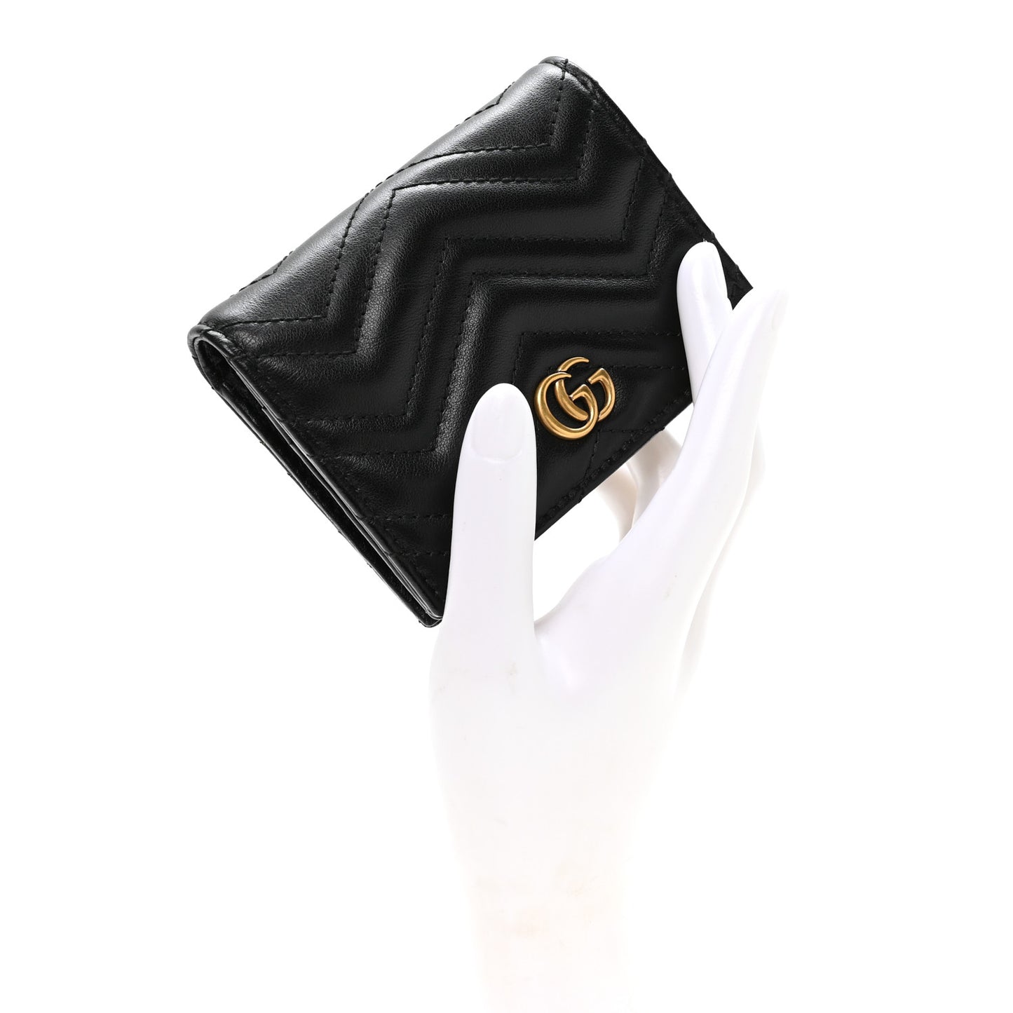 Calfskin Matelasse GG Marmont Card Case Wallet Black