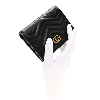 Gucci Calfskin Matelasse GG Marmont Card Case Wallet Black 2 of 8