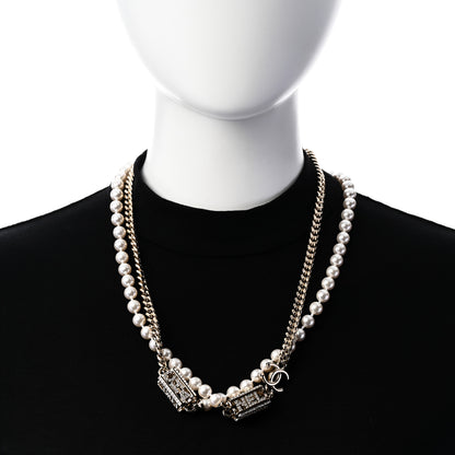 Chanel Pearl Crystal CC Long Chain Necklace Gold 2 of 6