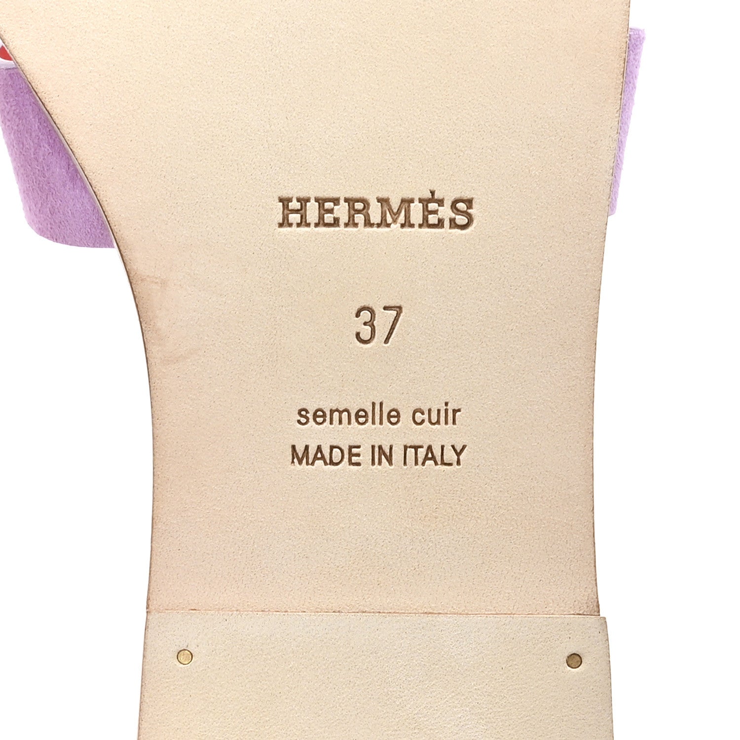 Hermes Suede Goatskin Oran Sandals 37 Violet Parme 7 of 10