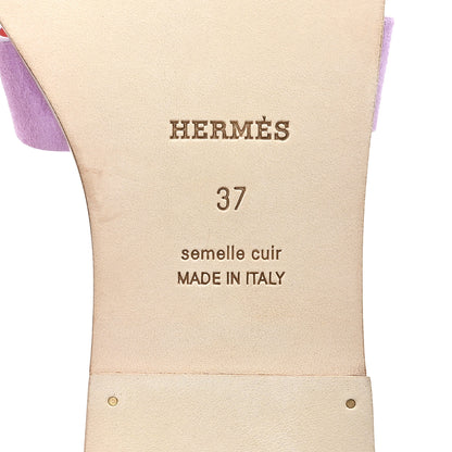 Hermes Suede Goatskin Oran Sandals 37 Violet Parme 7 of 10