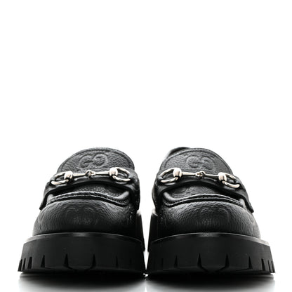 Gucci Piuma Calfskin Embossed Womens Platform Lug Sole Loafers 39.5 Black 2 of 9