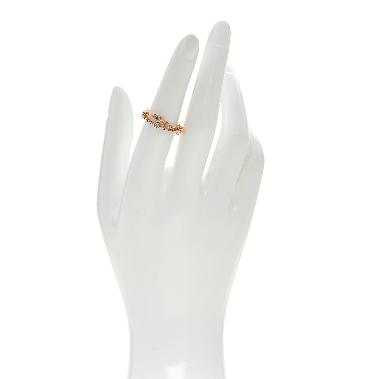 Hermes 18K Rose Gold Diamond PM Chaine d'Ancre Chaos Ring 52 6 2 of 5