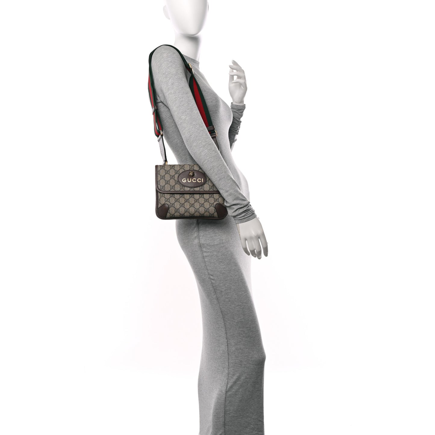 GG Supreme Monogram Web Small Neo Vintage Double Flap Messenger Bag Beige New Acero