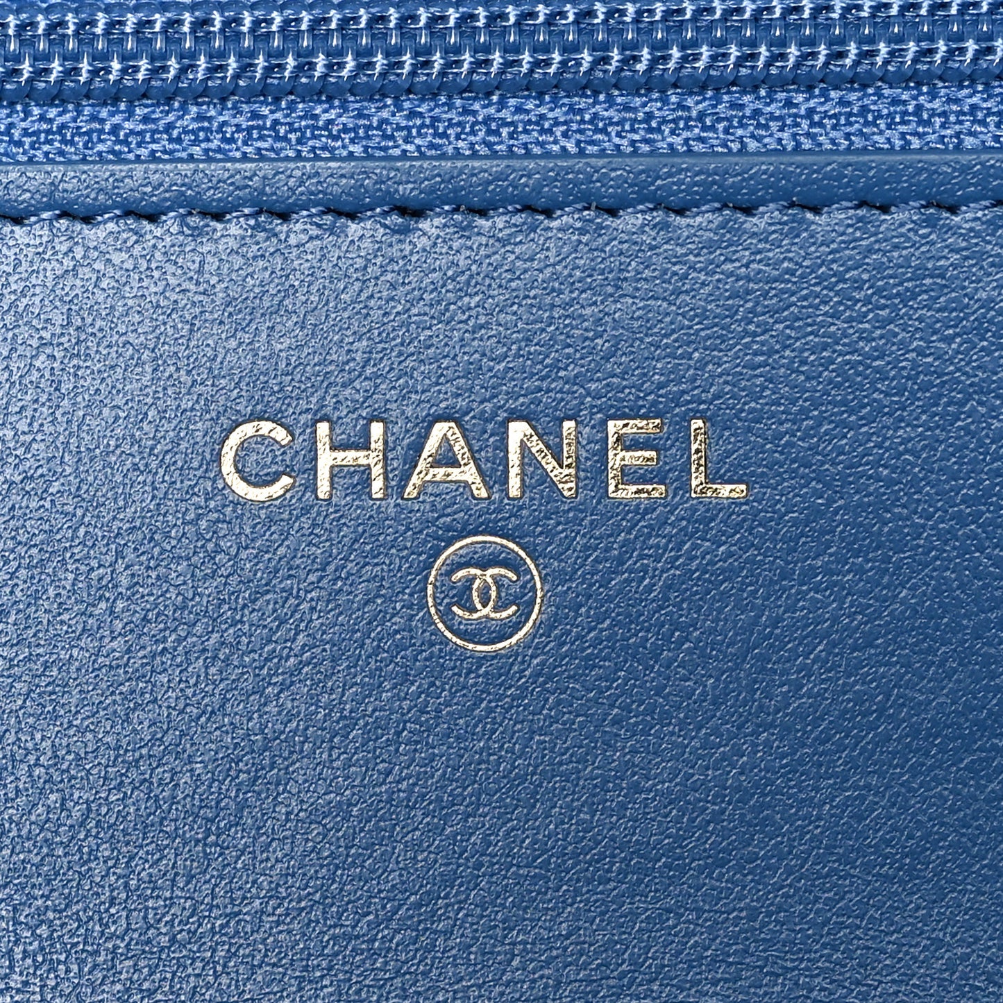 Denim Quilted Chanel 19 Wallet On Chain WOC Blue