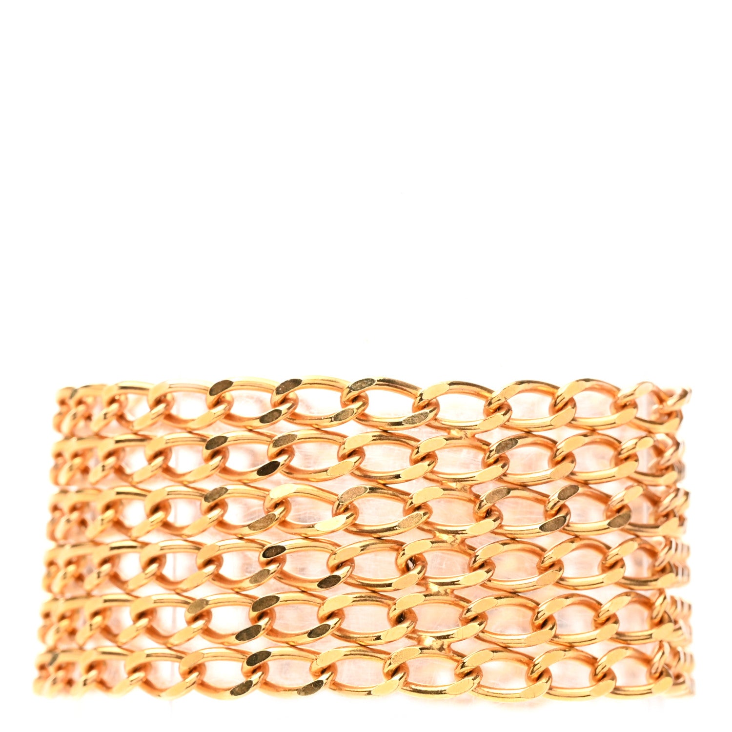 Chanel Metal Multistrand Chain CC Bracelet Gold 3 of 4