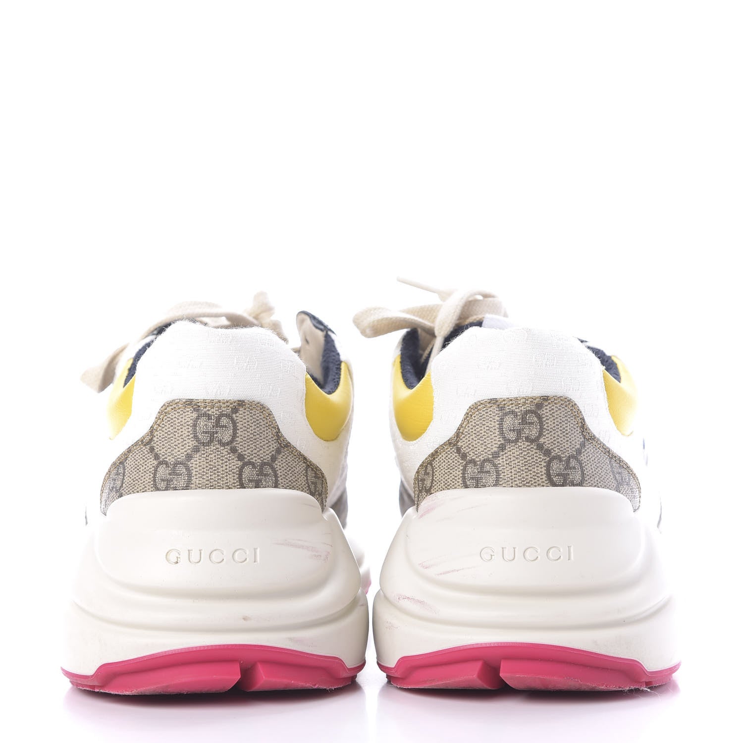 Gucci GG Supreme Monogram Mix Monogram Mens Rhyton Sneakers 9 London Blue Beige Sun Yellow 5 of 12