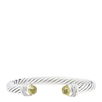 David Yurman Sterling Silver Diamond Prasiolite 7mm Cable Classics Crossover Bracelet 1 of 3