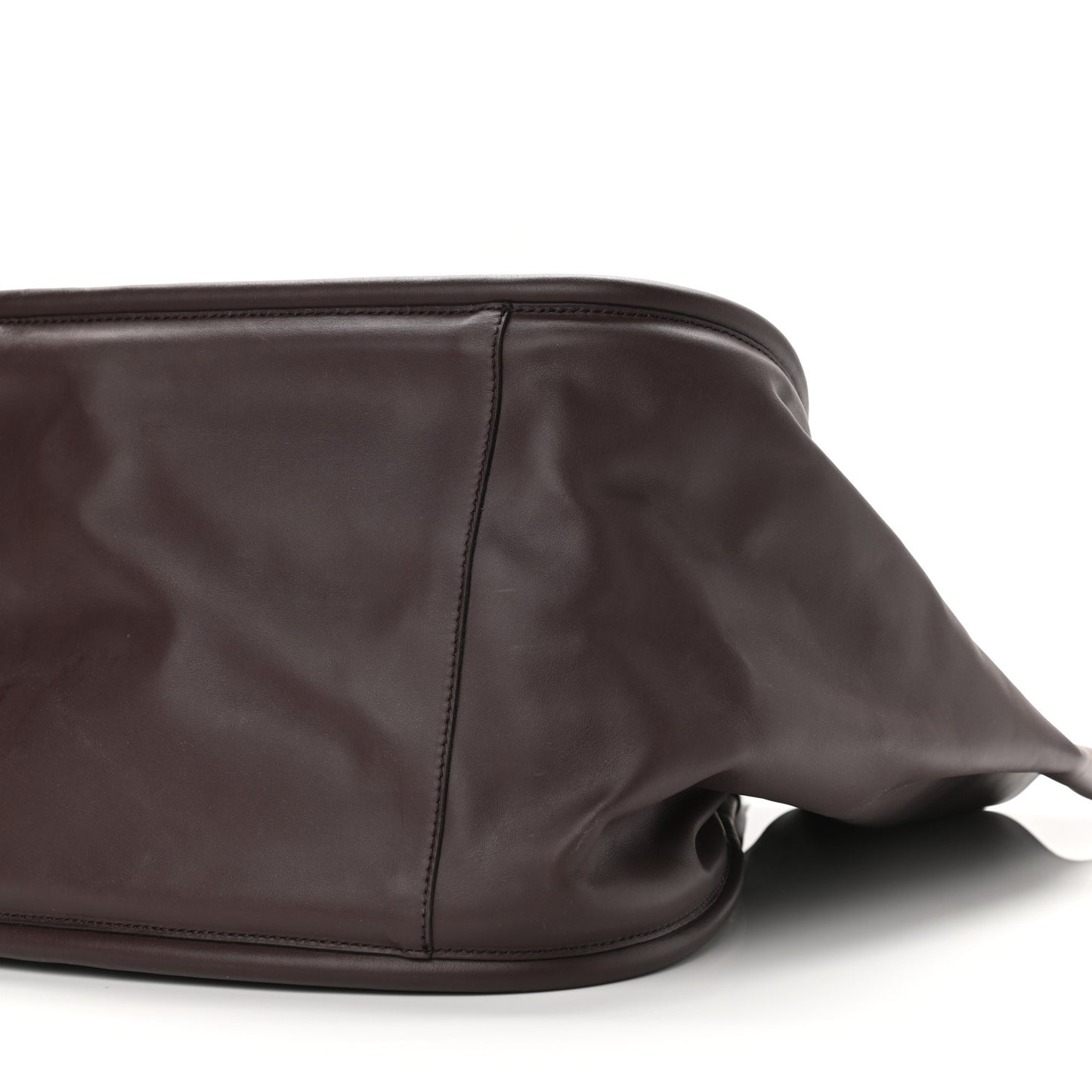 Calfskin XL Ruched Tote Chocolate Plum