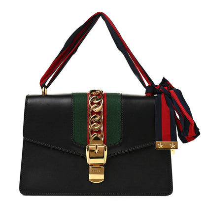 Gucci Calfskin Small Sylvie Shoulder Bag Black 1 of 11