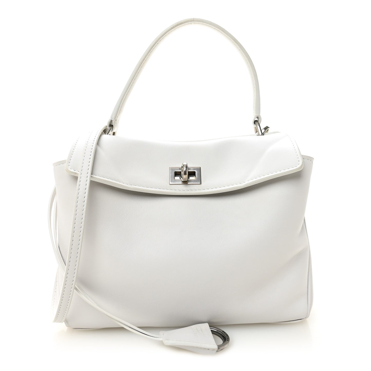 Natural Smooth Calfskin Mini Rodeo Top Handle Handbag Optic White
