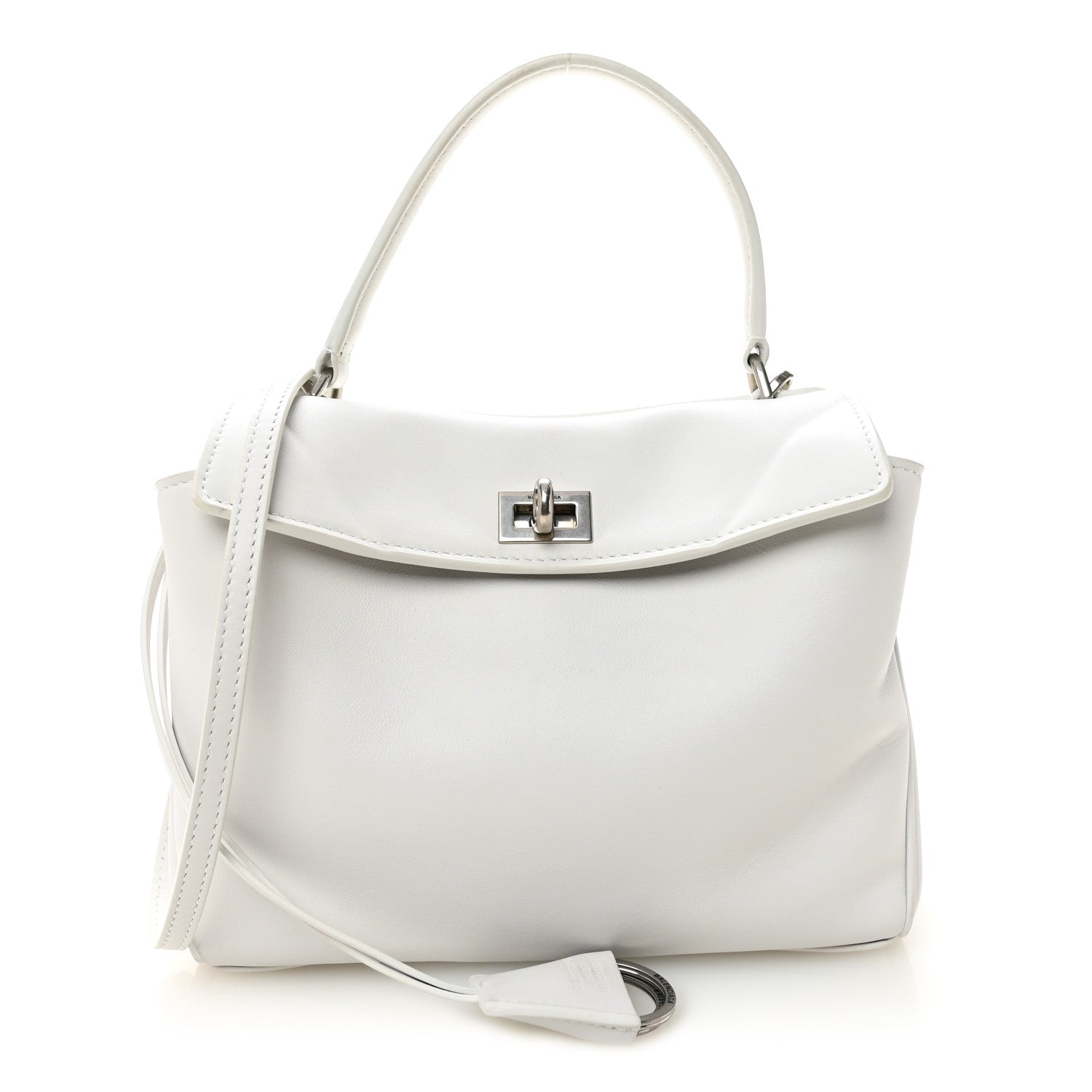Balenciaga Natural Smooth Calfskin Mini Rodeo Top Handle Handbag Optic White 1 of 10