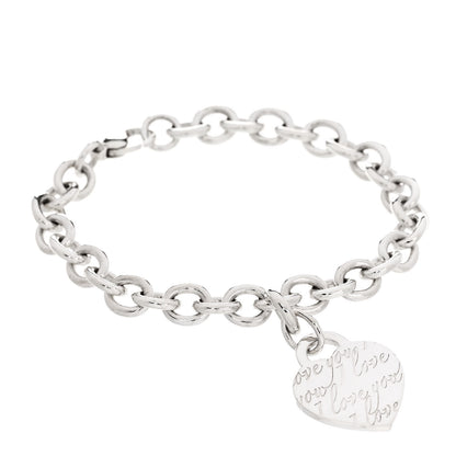 Tiffany Sterling Silver Notes Heart Tag Bracelet 1 of 5