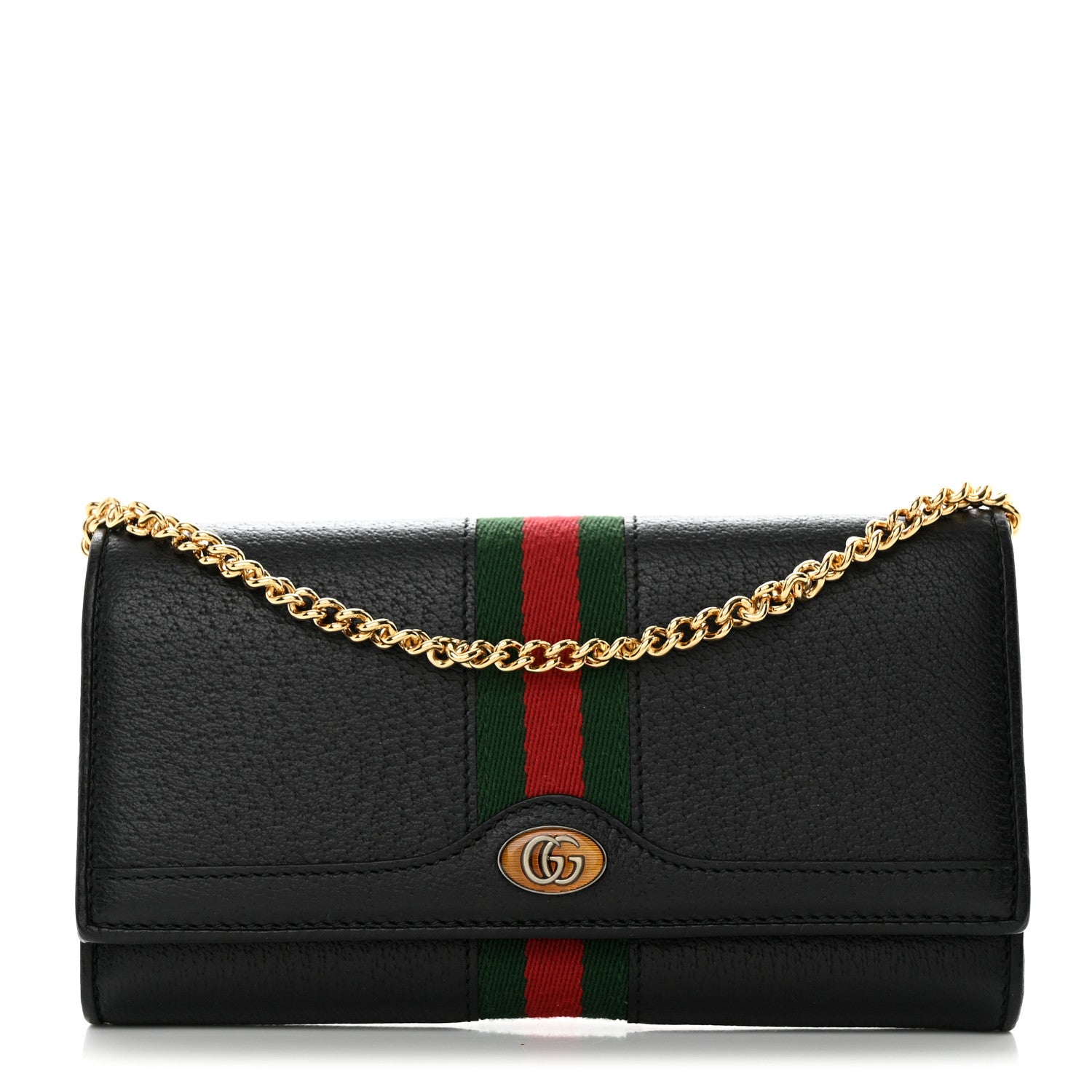 Gucci Calfskin Web Ophidia Wallet On Chain Black 1 of 11