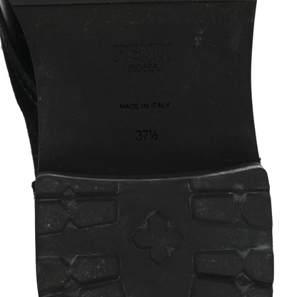 Fendi Calfskin Stretch Fabric Rockoko Biker Boots 37.5 Tobacco Black Marino 7 of 10