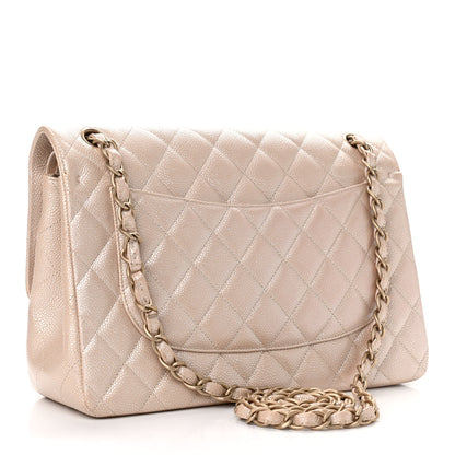 Chanel Iridescent Caviar Quilted Jumbo Double Flap Beige 2 of 18