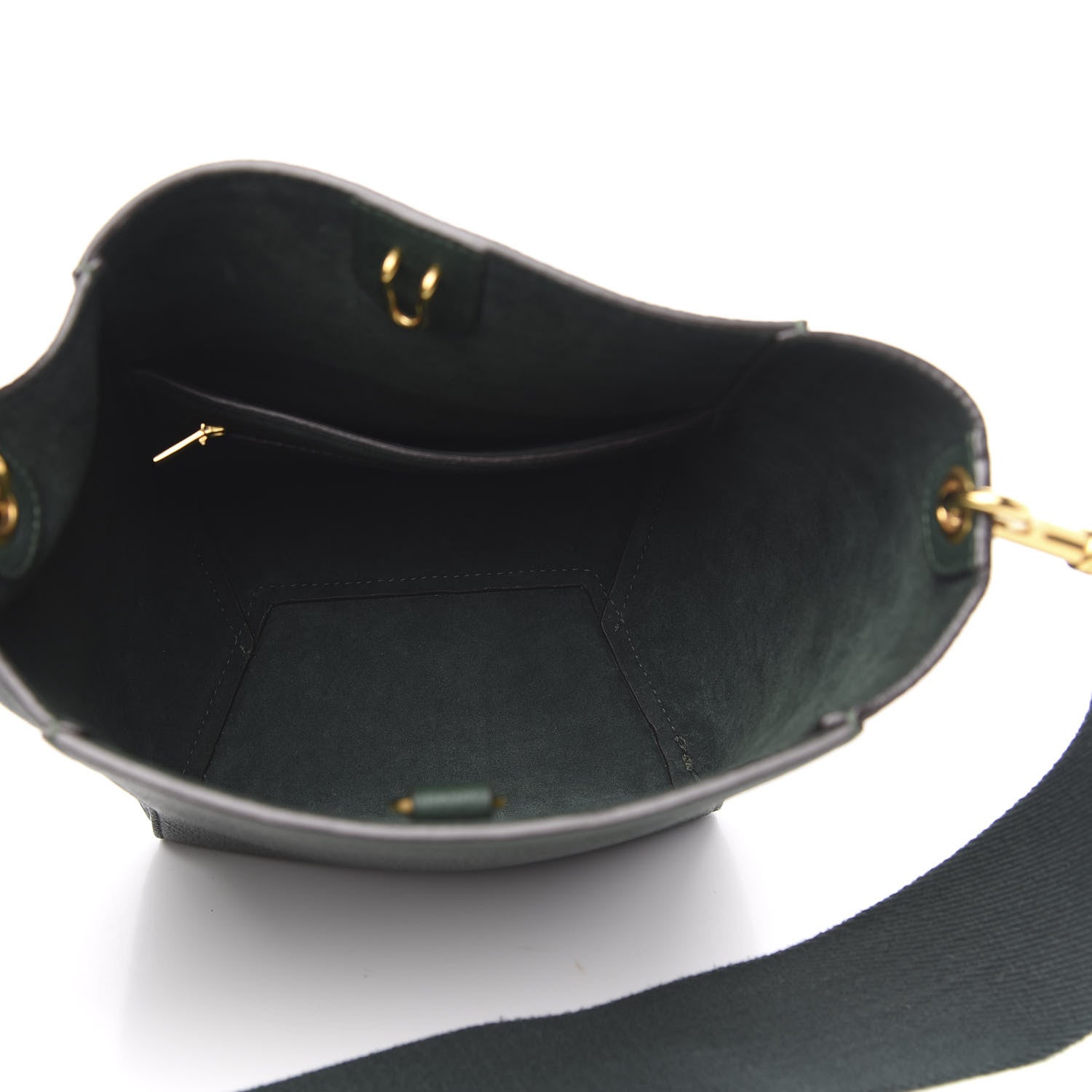 Celine Soft Grained Calfskin Small Sangle Bucket Bag Dark Green 5 of 9