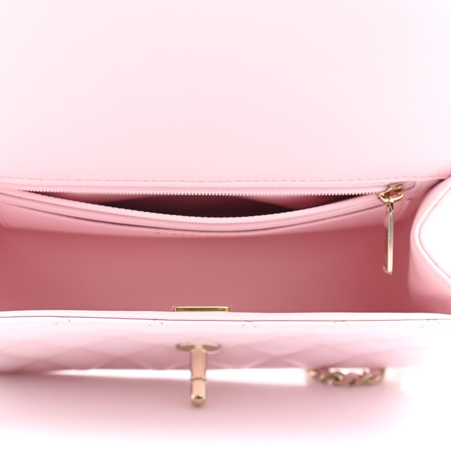 Lambskin Quilted Mini Top Handle Rectangular Flap Light Pink