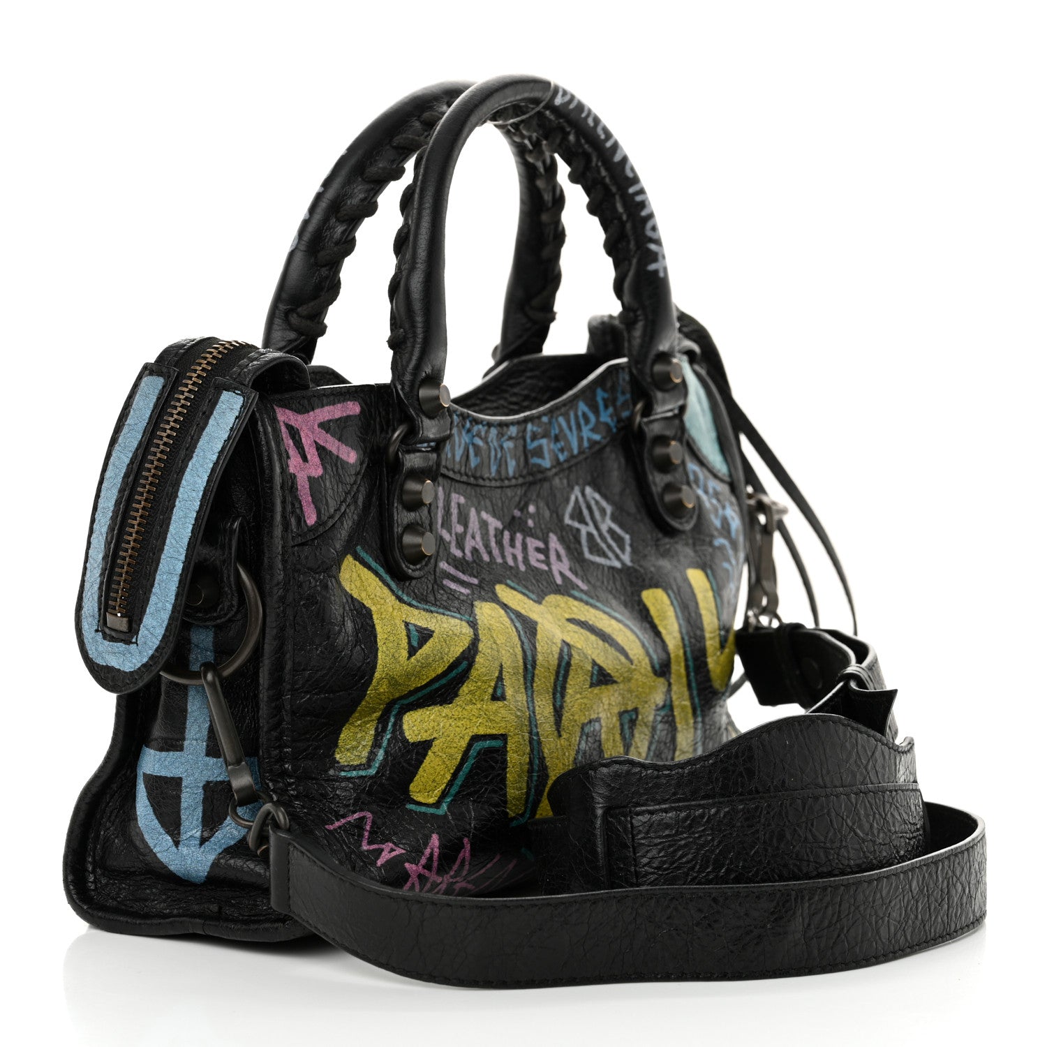 Balenciaga Agneau Arena Graffiti All Over Classic Hardware Mini City Black Multicolor 4 of 11
