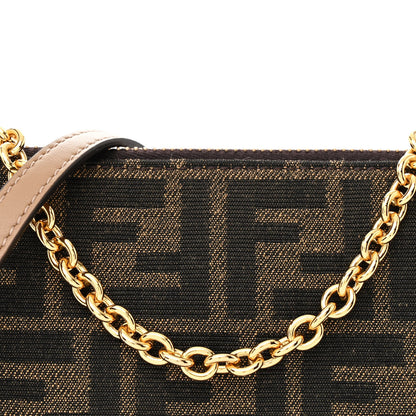 Fendi Fabric Jacquard Vitello Grace FF 1974 Baguette Pouch Tobacco Moro Sand 9 of 11