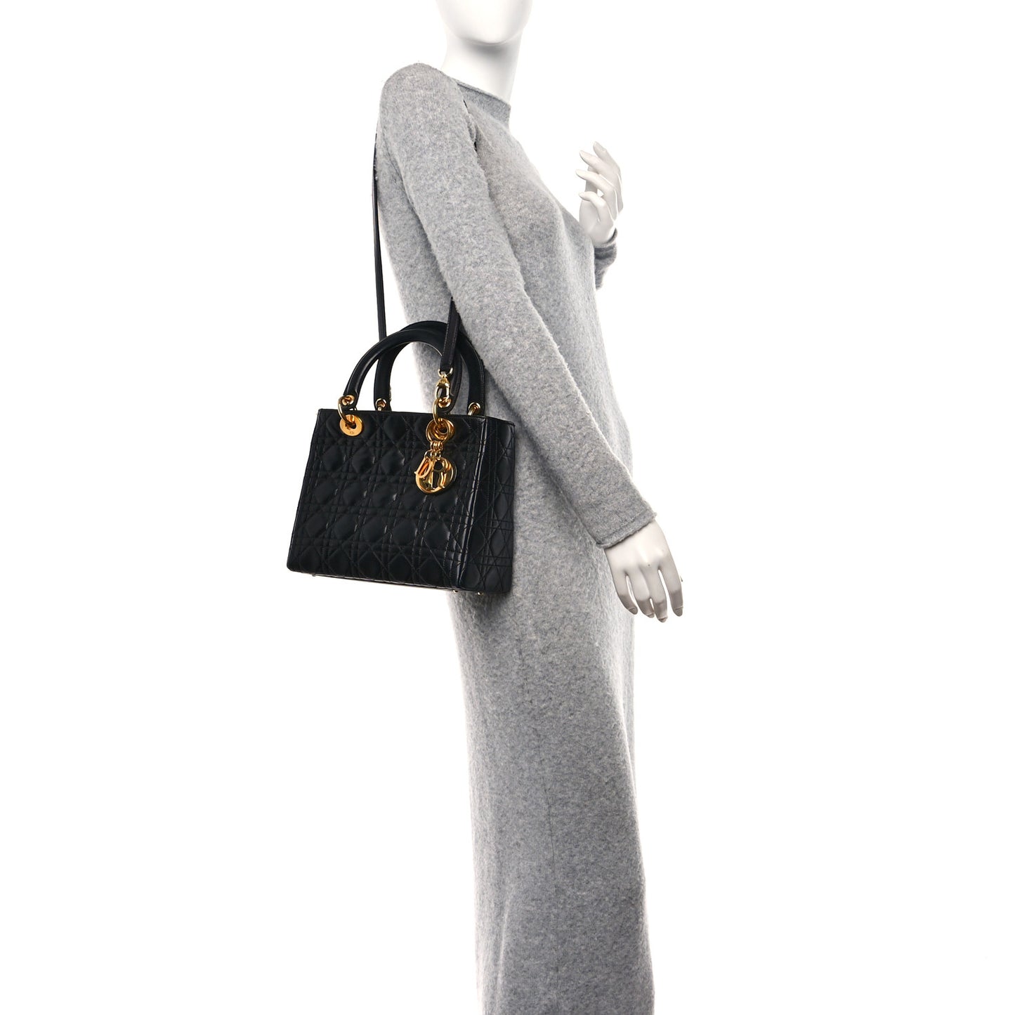 Lambskin Cannage Medium Lady Dior Black