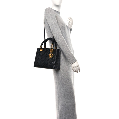 Christian Dior Lambskin Cannage Medium Lady Dior Black 2 of 14