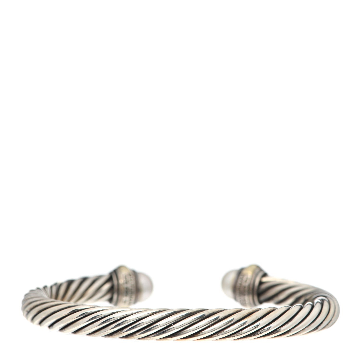 David Yurman Sterling Silver 14K Yellow Gold Pearl 7mm Cable Classics Bracelet 3 of 4