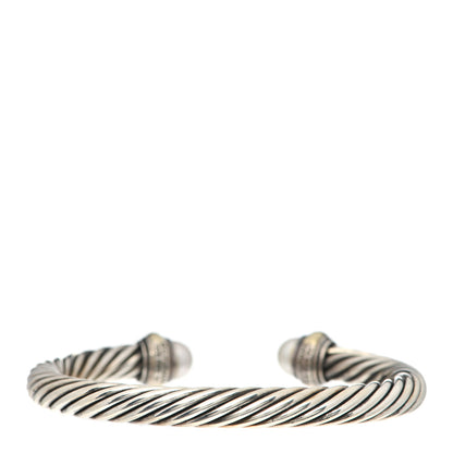 David Yurman Sterling Silver 14K Yellow Gold Pearl 7mm Cable Classics Bracelet 3 of 4