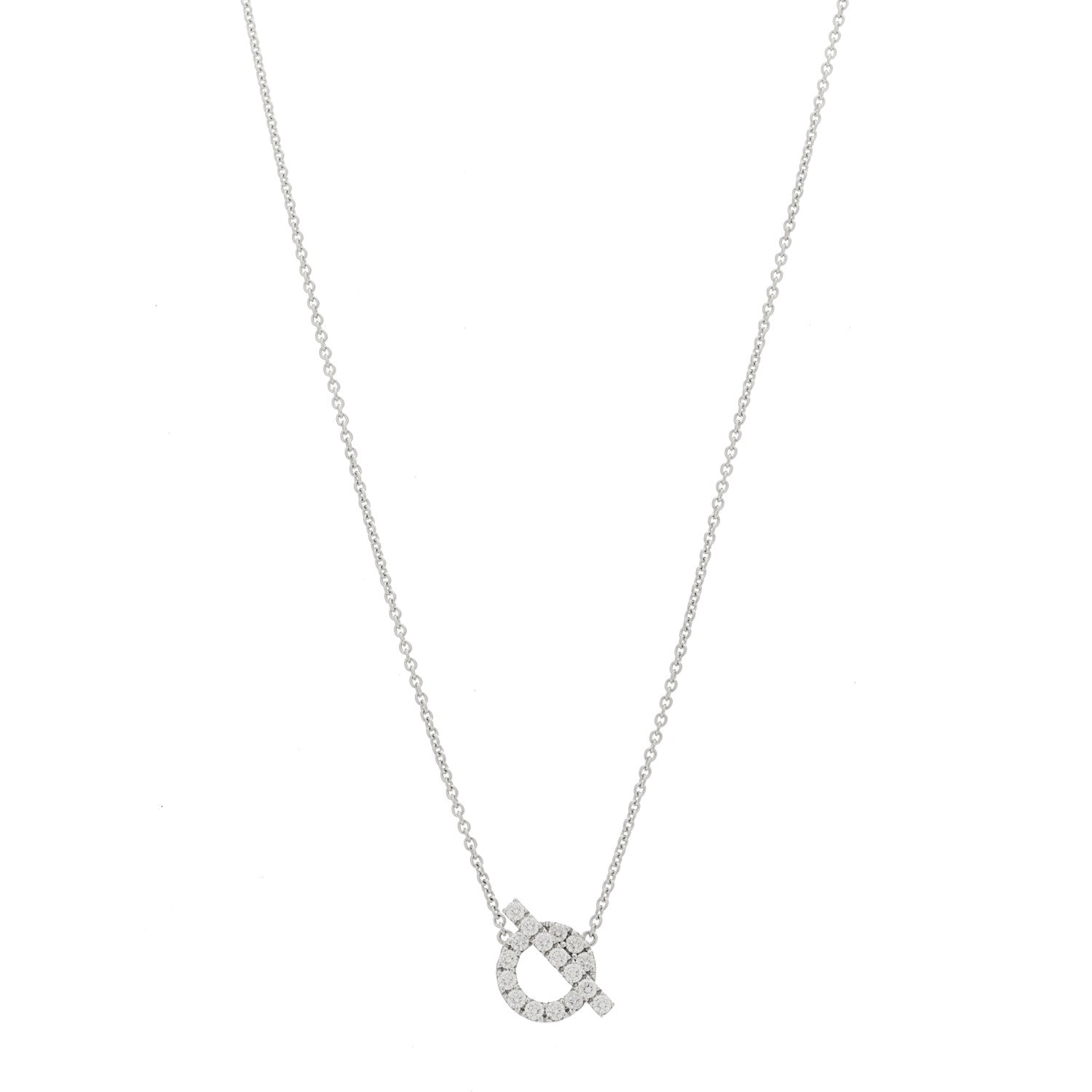 Hermes 18K White Gold Diamond Finesse Pendant Necklace 1 of 6