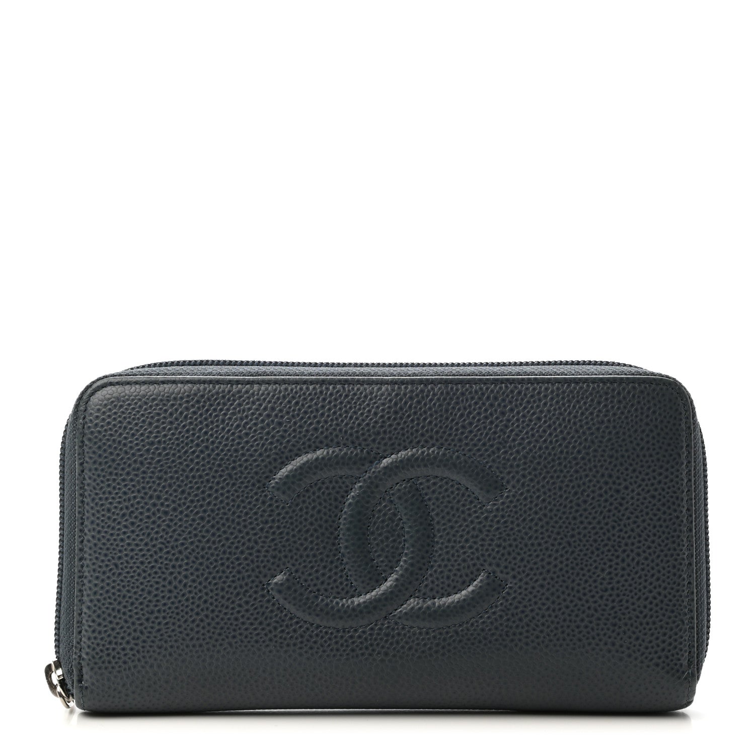 Chanel Caviar Large CC Timeless Zip Around Wallet Blue 1 of 10