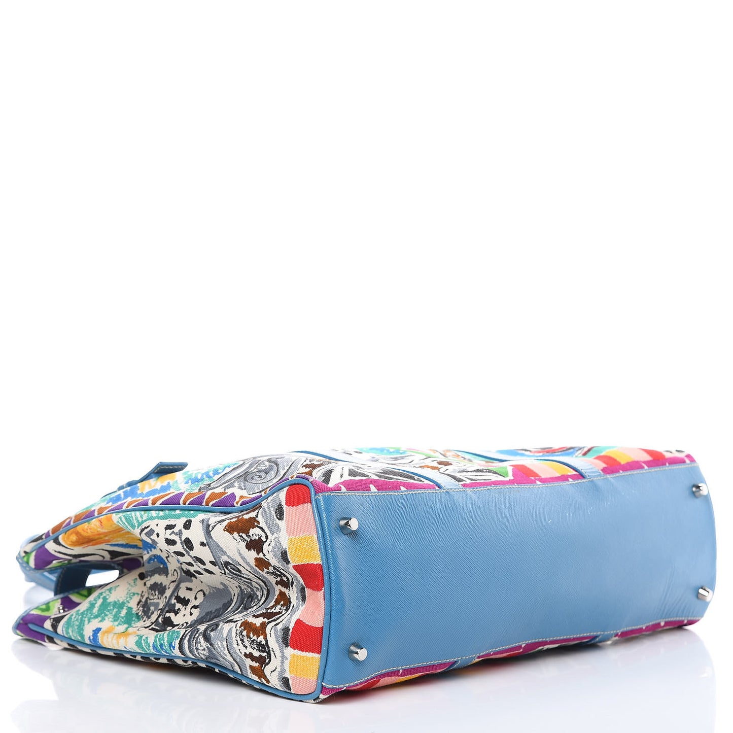 Canvas Saffiano Stampata Venice Tote Blue